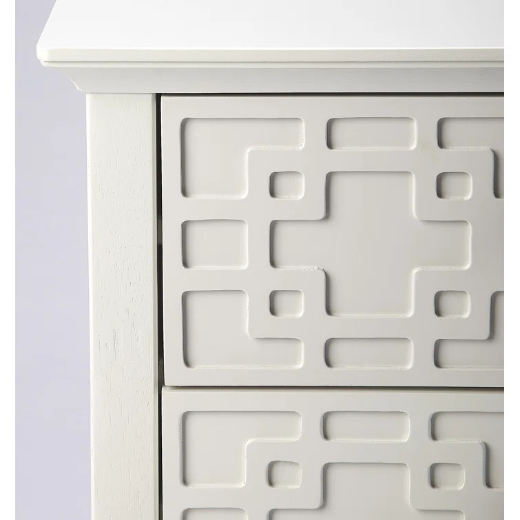 HBBOOMLIFE Butler Specialty Kinsley Glossy 3-Drawer Accent Chest in White