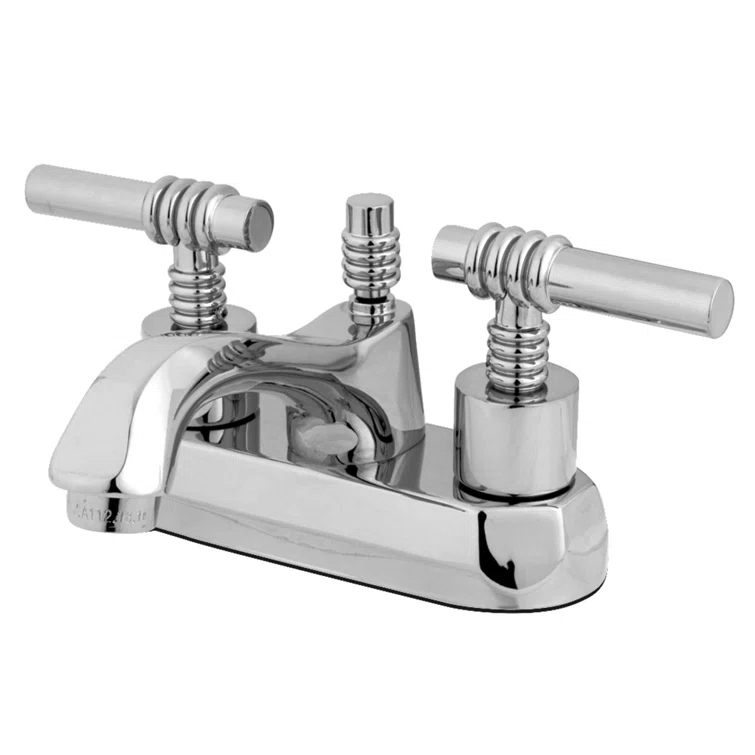 Kingston Brass Two-Handle 3-Hole Deck Mount 4" Centerset Bathroom Faucet with Brass Pop-Up