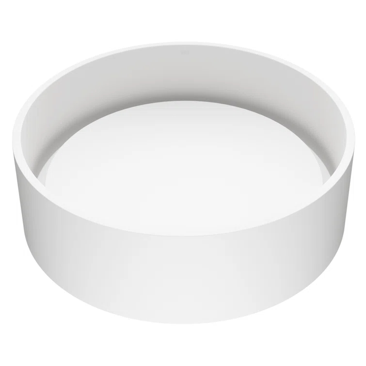 Anvil 16" L x 16" W x 5" H Matte White Handmade Round Vessel Bathroom Sink