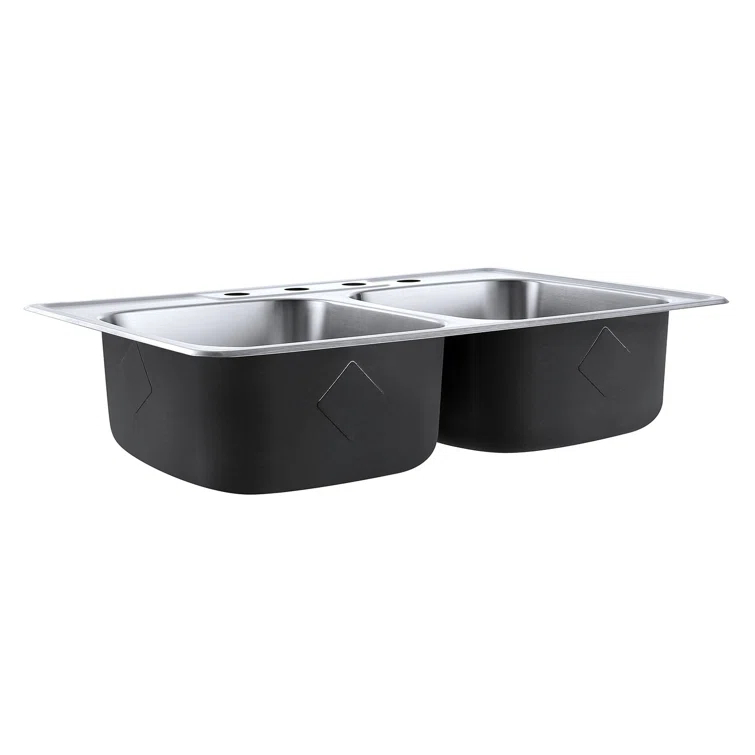Studio 33" L x 22" W Drop-In Kitchen Sink with Faucet