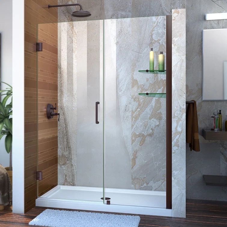 Unidoor 41" W x 72" H Hinged Frameless Shower Door with Clearmax™ Technology