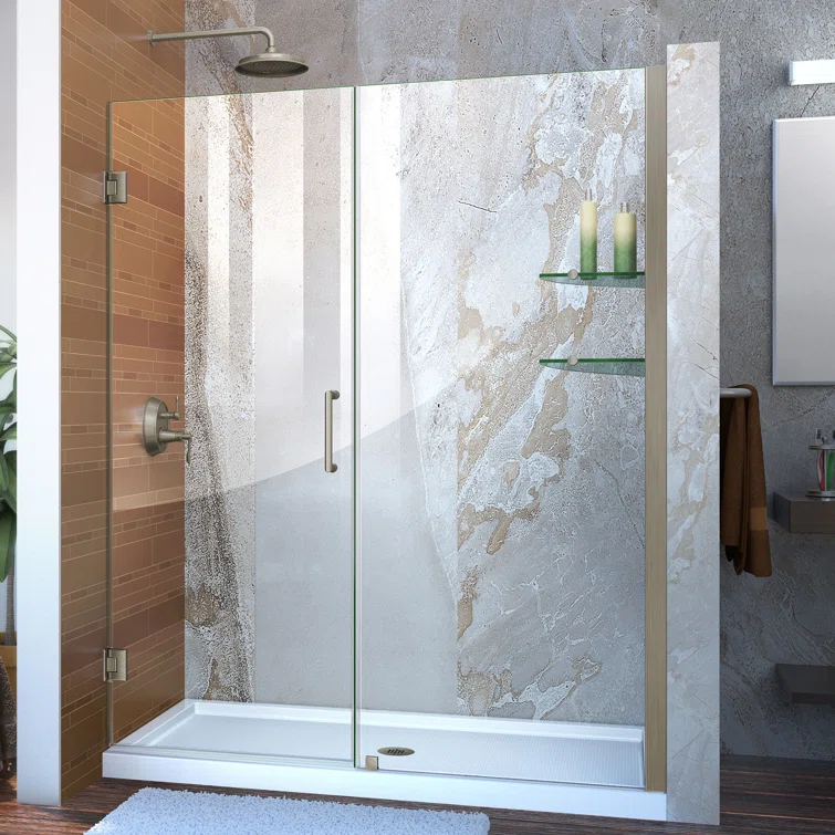 Unidoor 60" W x 72" H Frameless Shower Door with Clearmax™ Technology