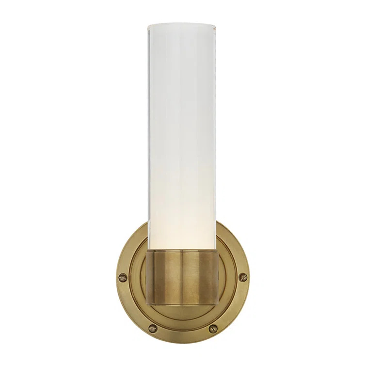 Jones Small Natural Brass LED Wall Sconce with White Glass