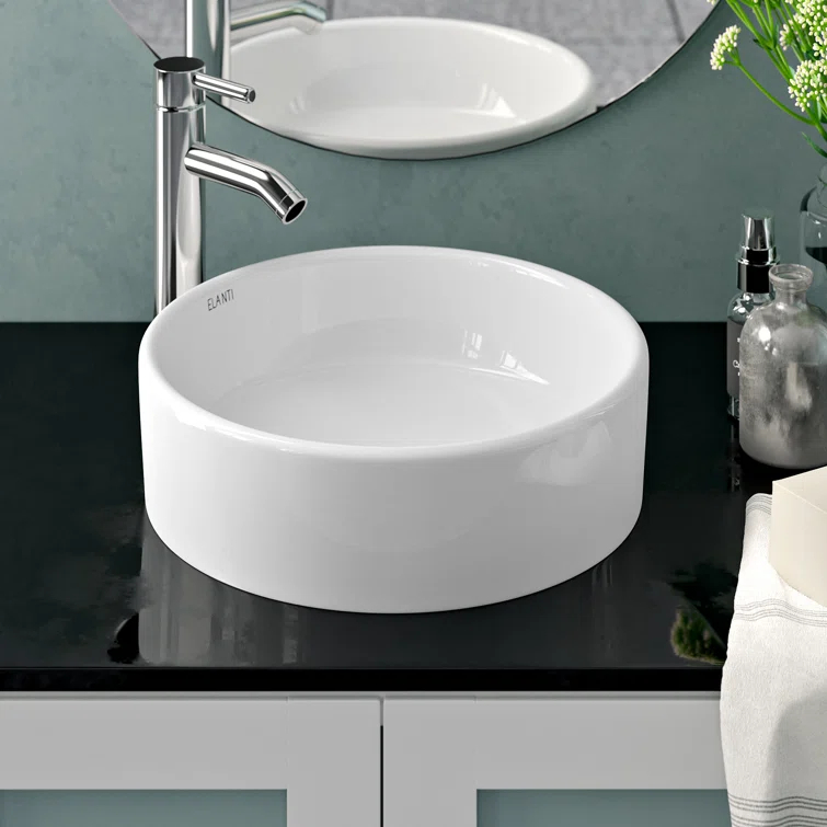 Elanti 1102 Elanti 13.63'' White Porcelain Circular Bathroom Sink