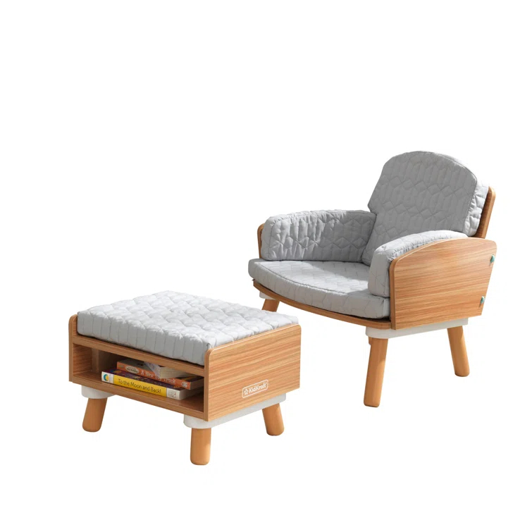 Kids 8.34'' Wood Club Chair Chair and Ottoman