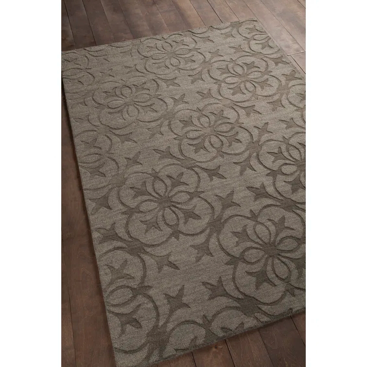 Rekha Geometric Handmade Wool Taupe Area Rug
