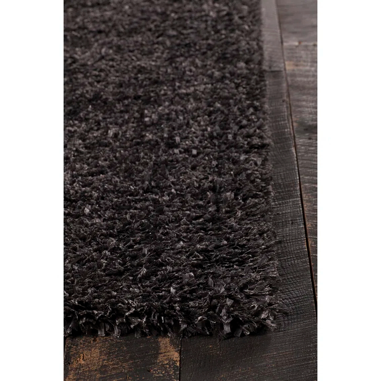Jolynn Textured Contemporary Shag Charcoal Area Rug