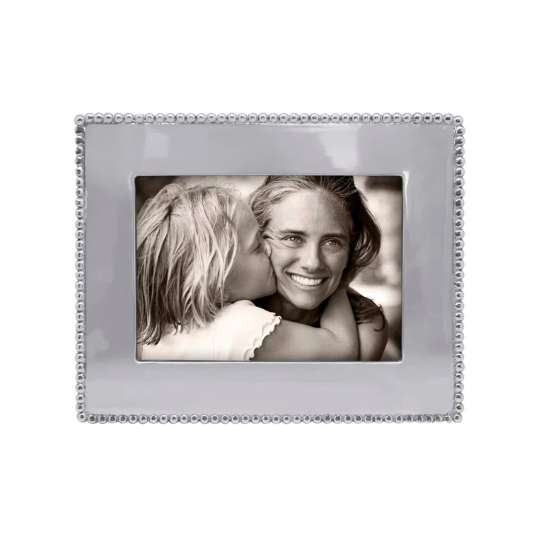Beaded Silver Metal Beaded Picture Frame