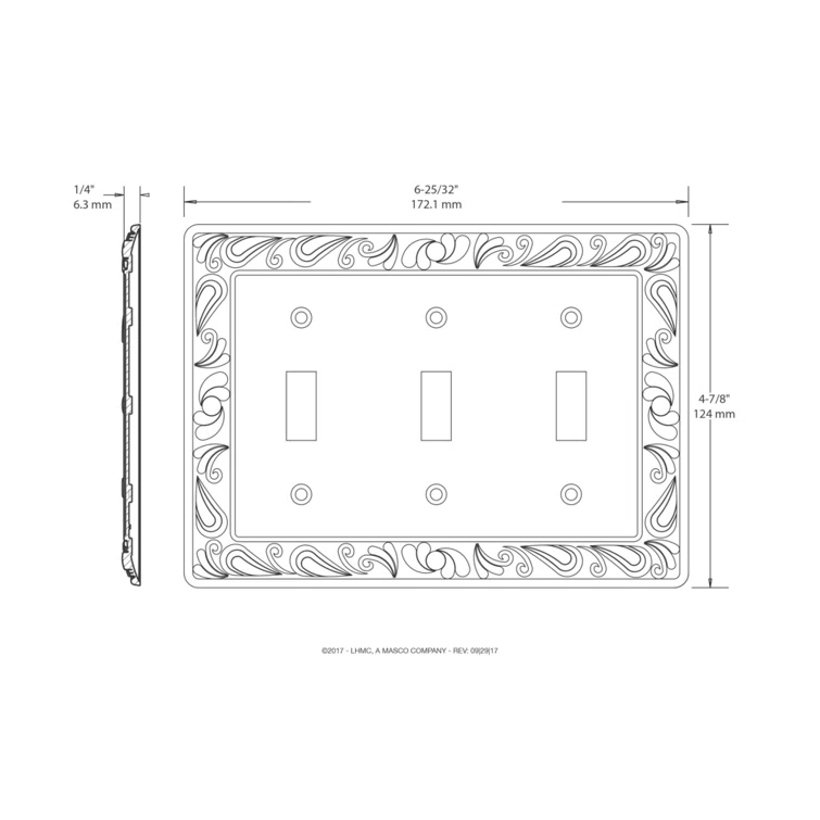 Paisley 3-Gang Toggle Light Switch Wall Plate