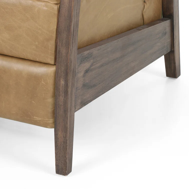 Warm Taupe Dakota Leather Handcrafted Contemporary Recliner Chair