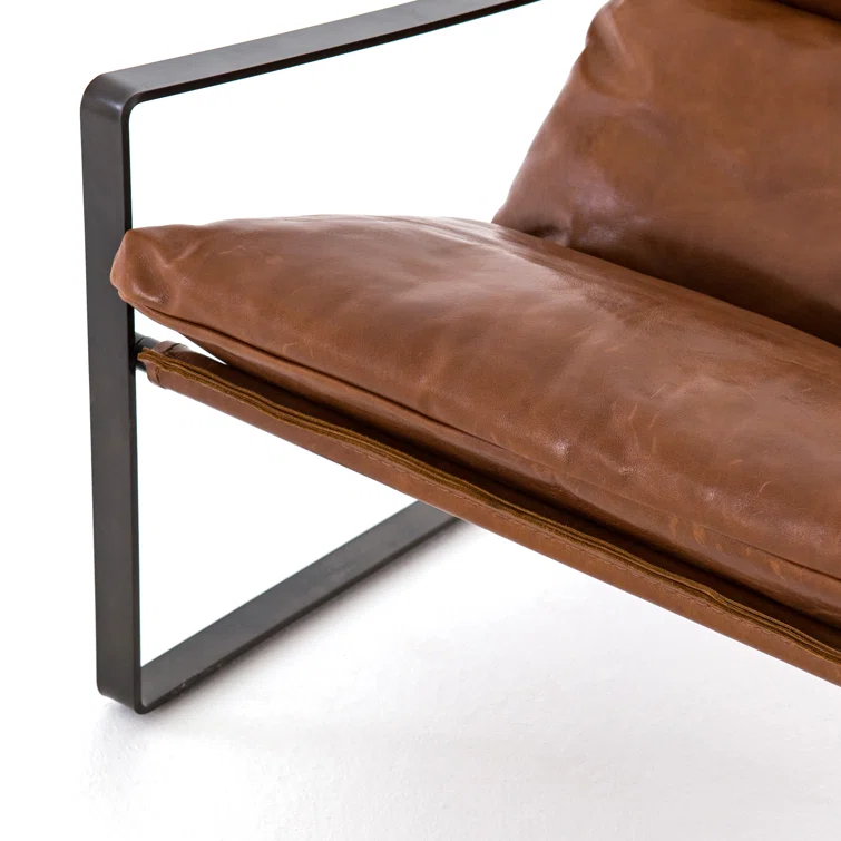 Dakota Tobacco Genuine Leather Sling-Style Accent Chair