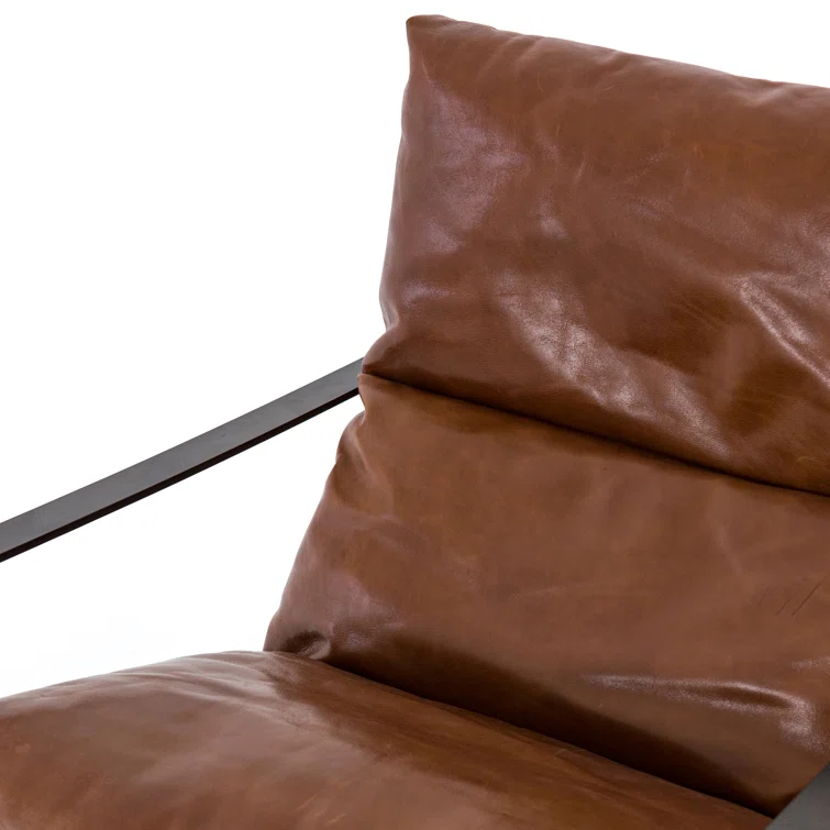 Dakota Tobacco Genuine Leather Sling-Style Accent Chair
