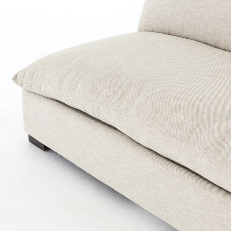 Grant 3-Piece Armless Oatmeal Sectional with Textural Twill