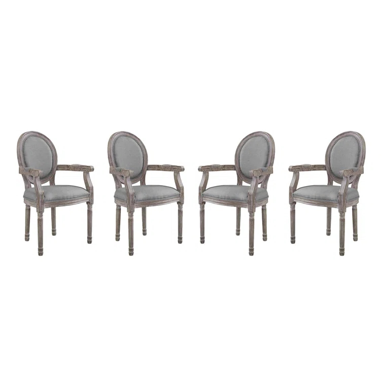 The Gray Barn Wild Hen Upholstered Fabric and Wood Dining Armchairs (Set of 4) by Modway