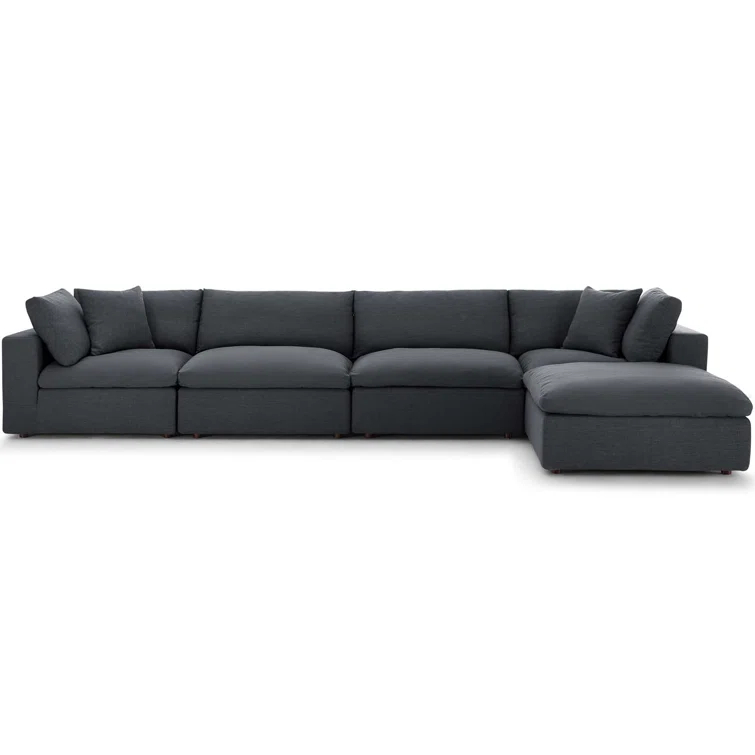 Modway Copper Grove Hrazdan Fabric/Wood Down-filled Over-stuffed 5-piece Sectional Sofa Set