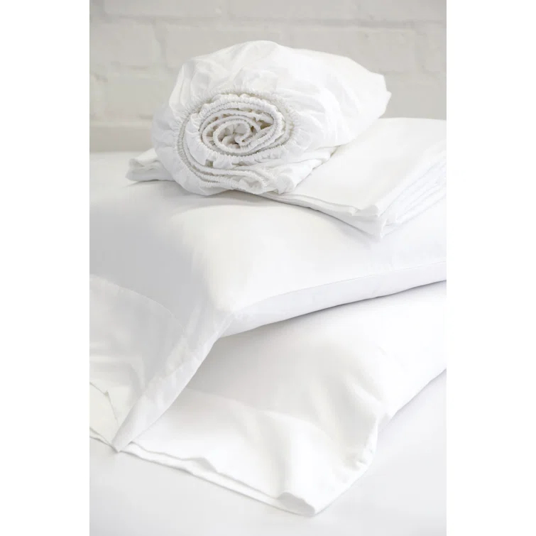 Twin White Egyptian Cotton Sateen Sheet Set