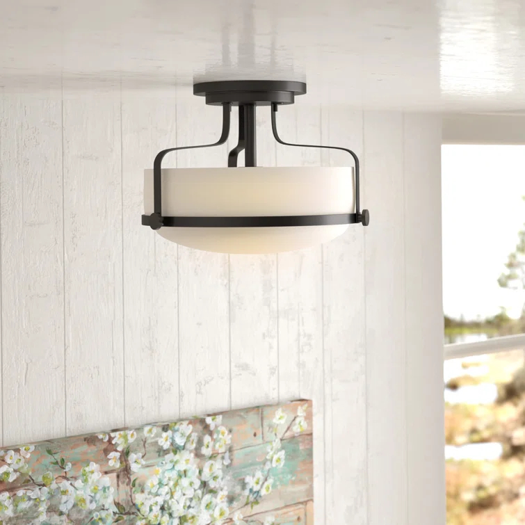 Harper 14.5-in 3-Light Semi-Flush Mount Retro Ceiling Light