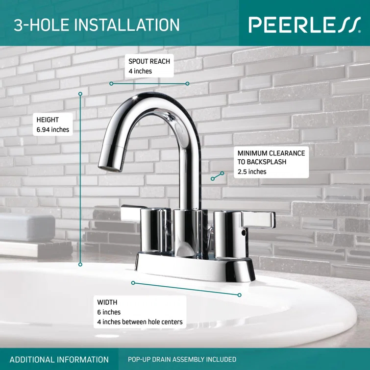 Precept Two Handle Centerset Bathroom Faucet with Drain Assembly