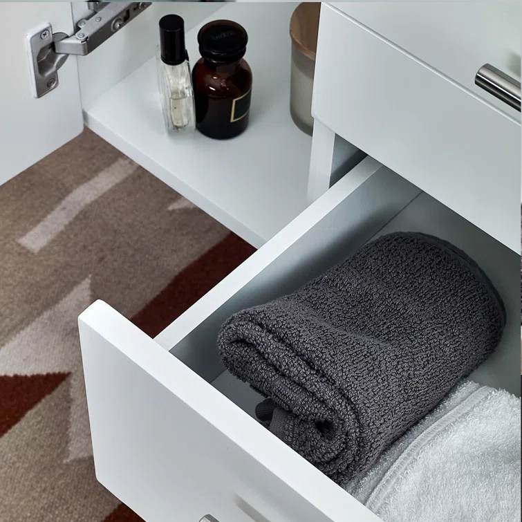 Lucera 36" Wall Mount Single Vessel Sink Right Version Bathroom Vanity with Medicine Cabinet