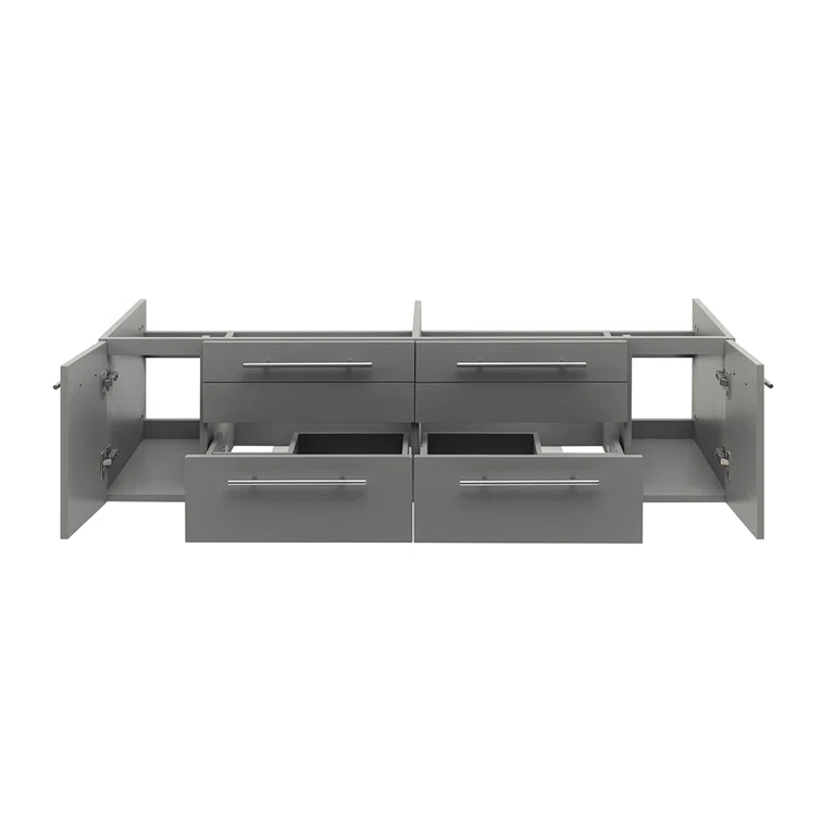 Fresca Lucera 60" Wall Mount Double Undermount Sink Bathroom Vanity Base Only (Top & Sink Not Included)