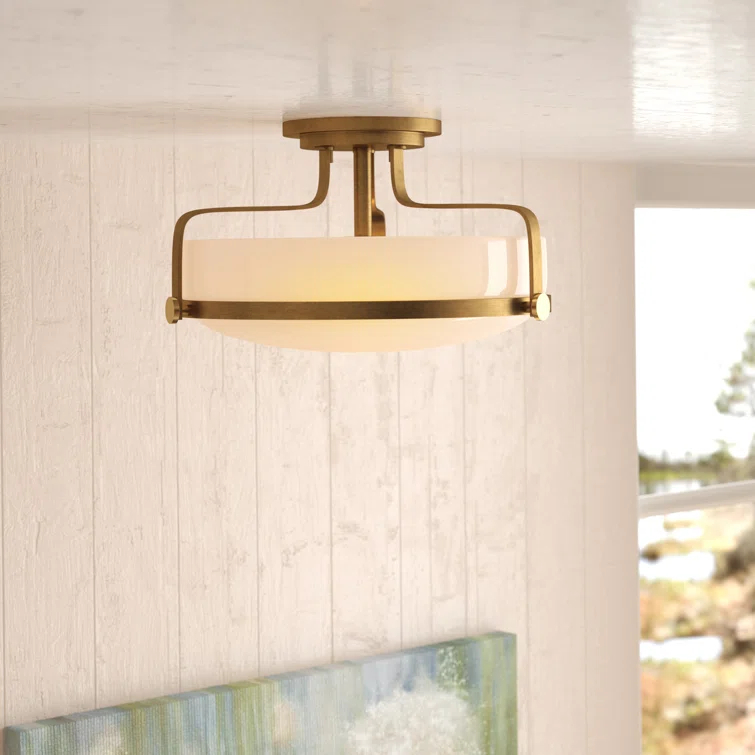 Harper Three Light 18" Retro Bowl Semi-Flush Mount Ceiling Light