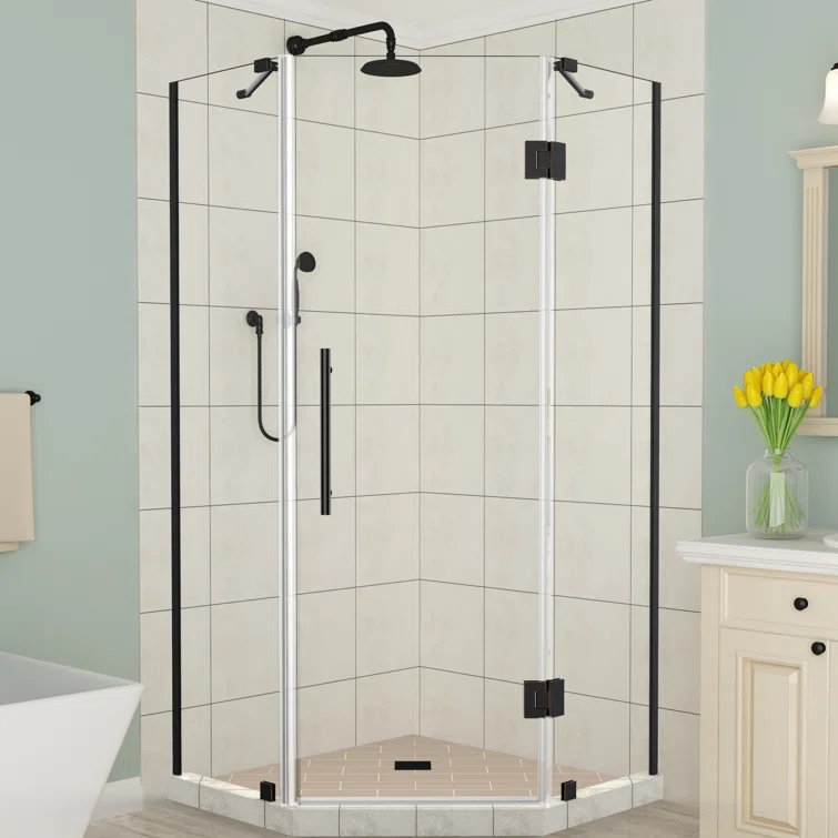 Merrick Frameless 38" x 72" Neo-Angle Hinged Shower Enclosure