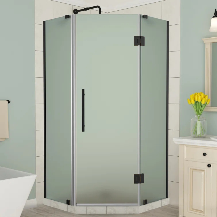 Merrick Frameless 38" x 72" Neo-Angle Hinged Shower Enclosure