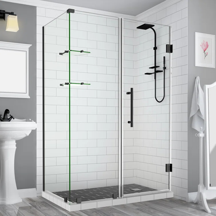 Aston Bromley GS Frameless 68" x 72" Rectangle Hinged Shower Enclosure SEN962EZ-MB-683432-10