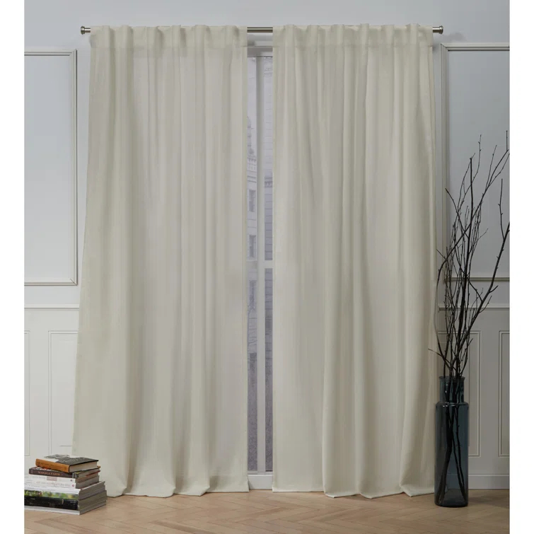 Nicole Miller Nicole Miller Faux Linen Slub Textured Hidden Tab/Rod Pocket Top Light Filtering Curtain Panel Pair (Set of 2)