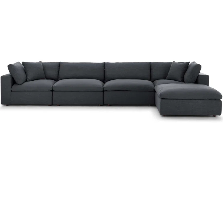 Modway Copper Grove Hrazdan Fabric/Wood Down-filled Over-stuffed 5-piece Sectional Sofa Set