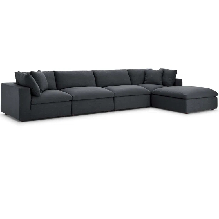 Modway Copper Grove Hrazdan Fabric/Wood Down-filled Over-stuffed 5-piece Sectional Sofa Set