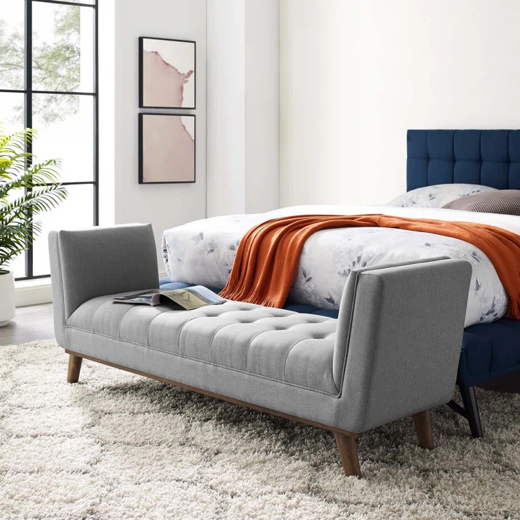 Modway Haven Tufted Button Upholstered Fabric Accent Bench