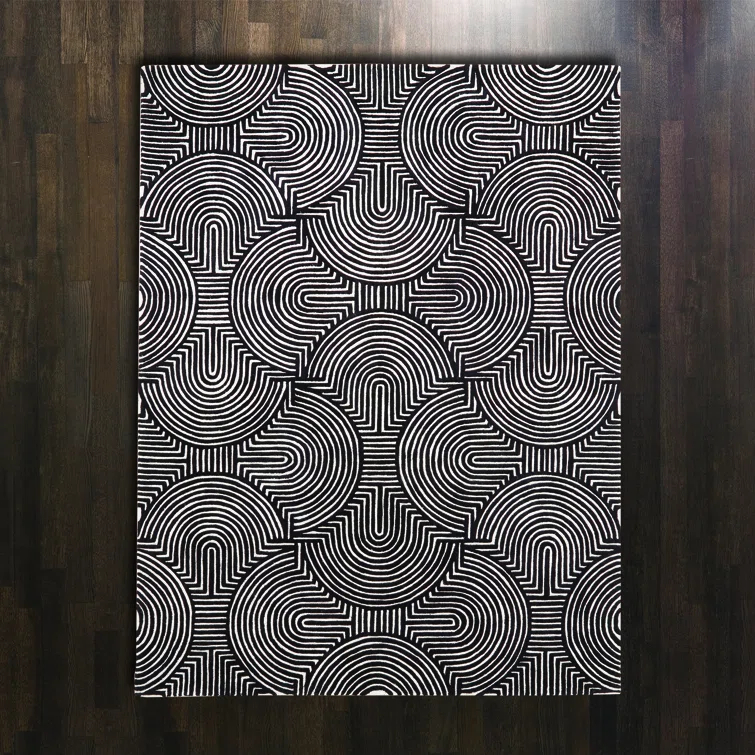 Global Views Arches Rug-Black/Ivory