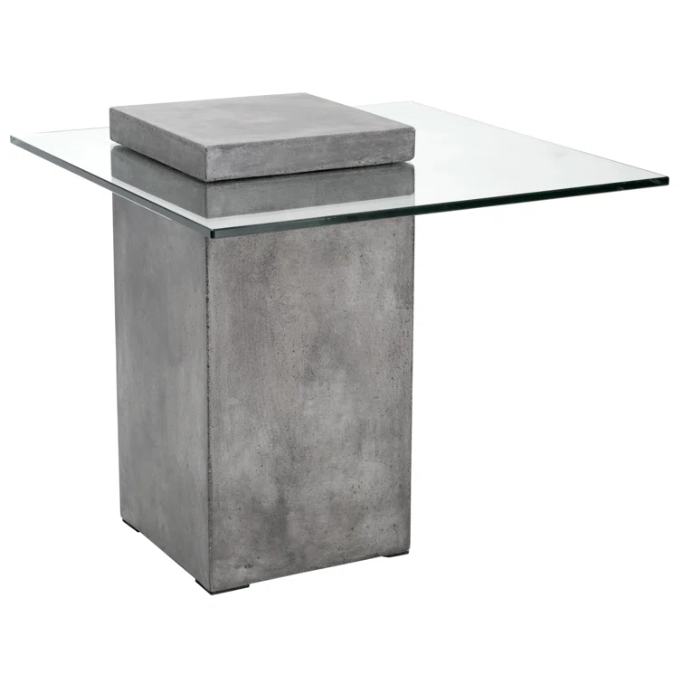 Modern Anthracite Grey 21.5'' Square Glass Nesting End Table