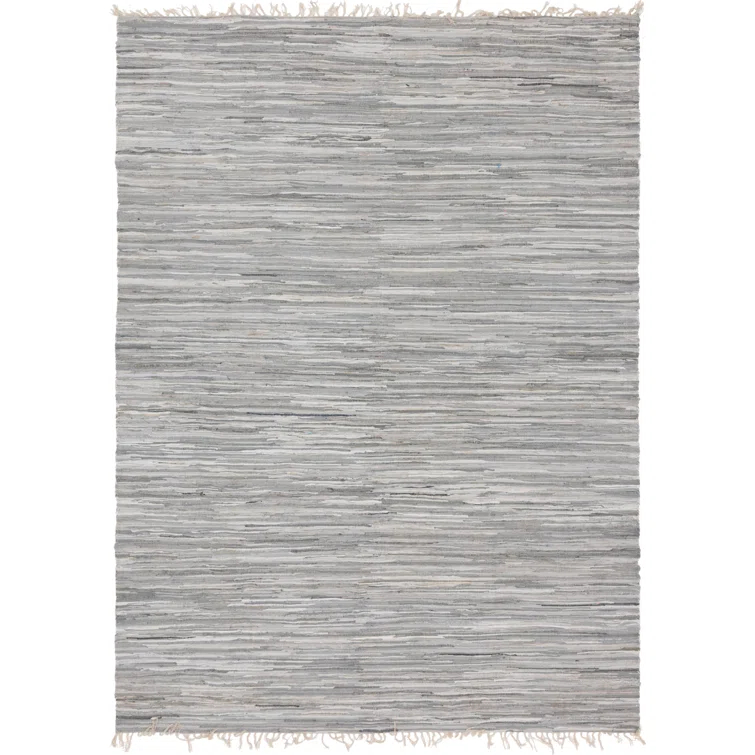 Prather Striped Hand-Knotted Cotton Gray Area Rug
