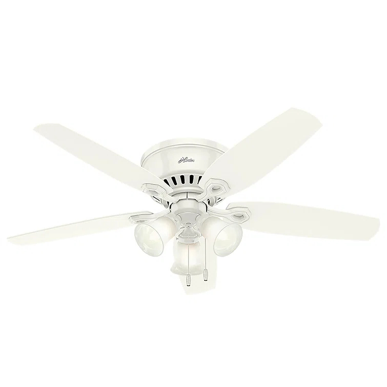 Builder Low Profile 52" 5 - Blade Flush Mount Ceiling Fan with Lights and Pull Chains