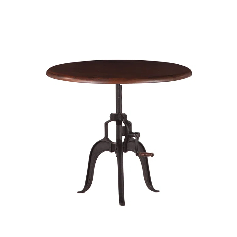 Artezia 30" Round Industrial Black/Brown Wood & Metal Side Table