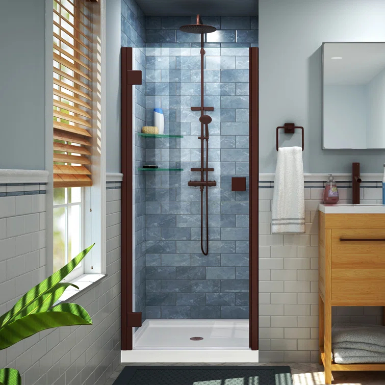 Lumen 42" x 74.75" Rectangle Hinged Shower Enclosure with Base Included