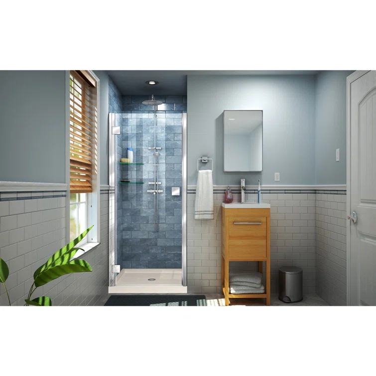 Lumen 36" W x 36" D x 74.75" H Semi-Frameless Square Shower Enclosure with Base Included