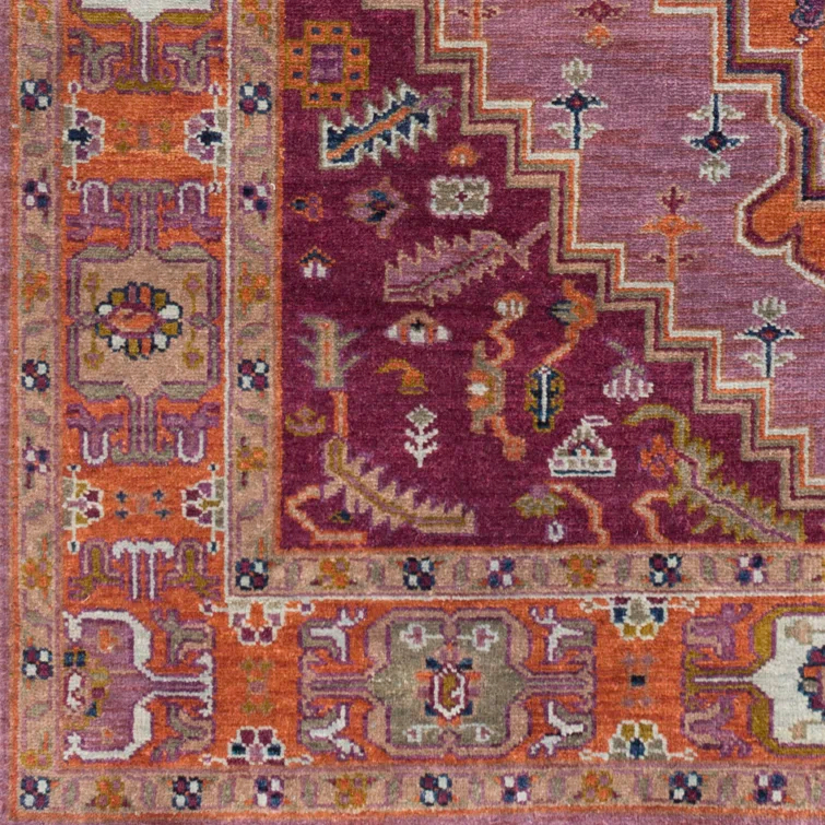 Hand-Knotted Light Blue Wool Floral Motif Area Rug