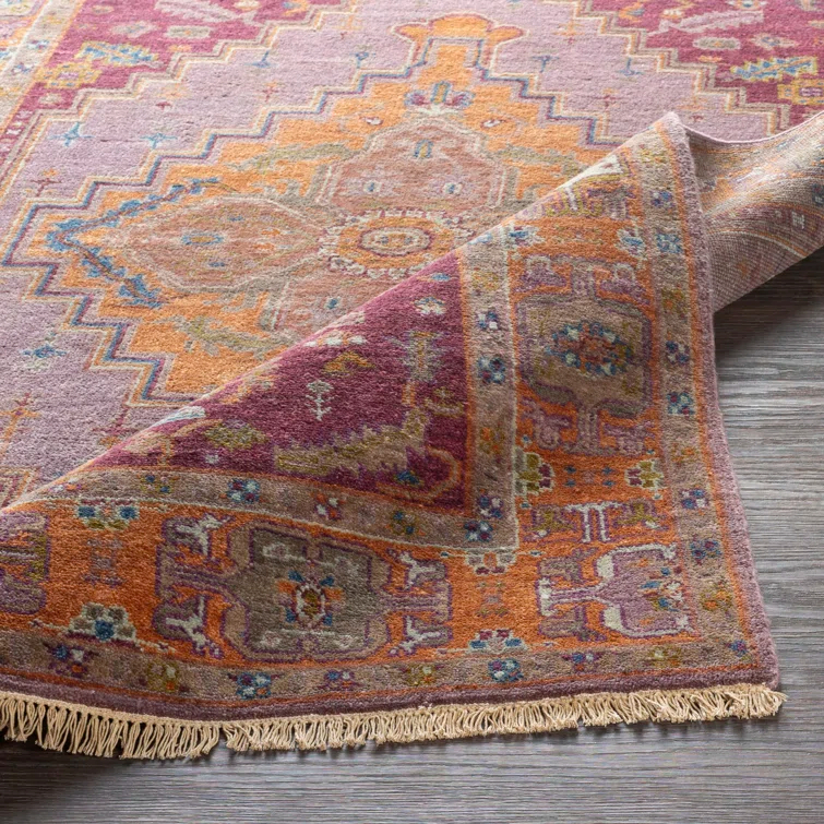Hand-Knotted Light Blue Wool Floral Motif Area Rug
