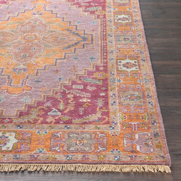 Hand-Knotted Light Blue Wool Floral Motif Area Rug