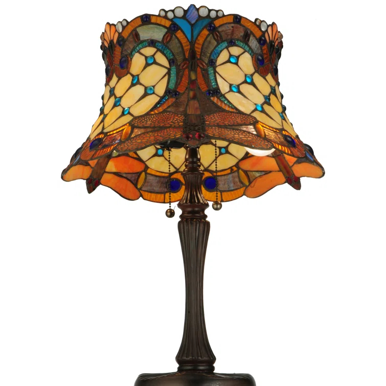Meyda Tiffany-style Hanging Head 2-light Dragonfly Table Lamp