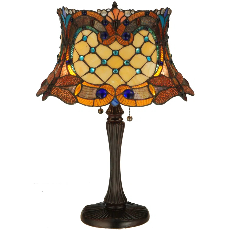 Meyda Tiffany-style Hanging Head 2-light Dragonfly Table Lamp