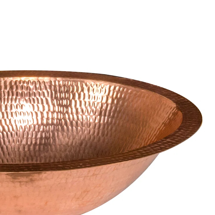 17" Oval Under Counter Hammered Copper Bathroom Sink