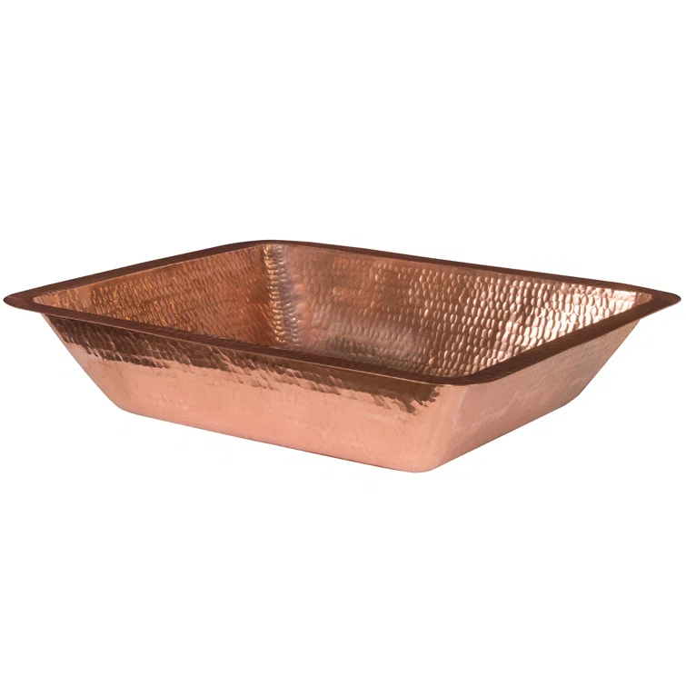 Premier Copper Products 19" Rectangle Under Counter Hammered Copper Bathroom Sink LREC19PC