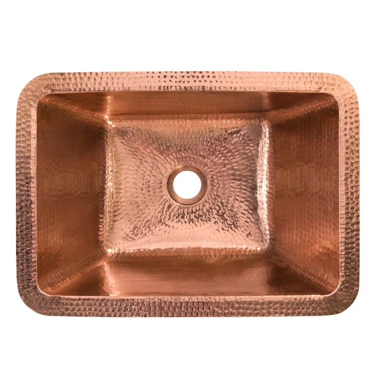 17" Rectangle Hammered Copper Bathroom Sink