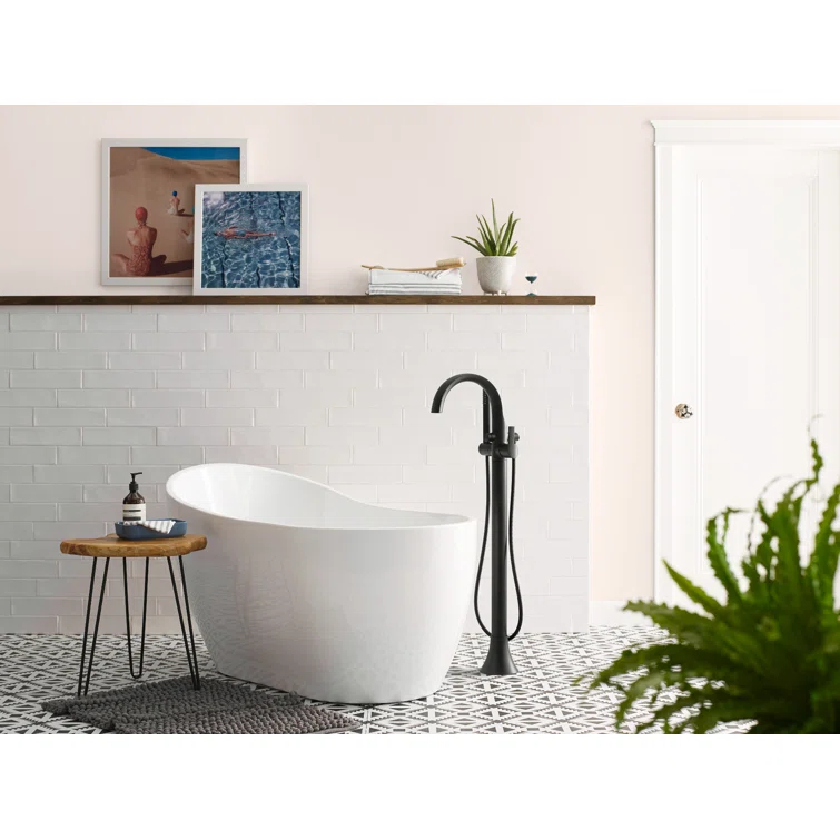 Moen Doux Single Handle Floor Mounted Freestanding Tub Filler with Handshower