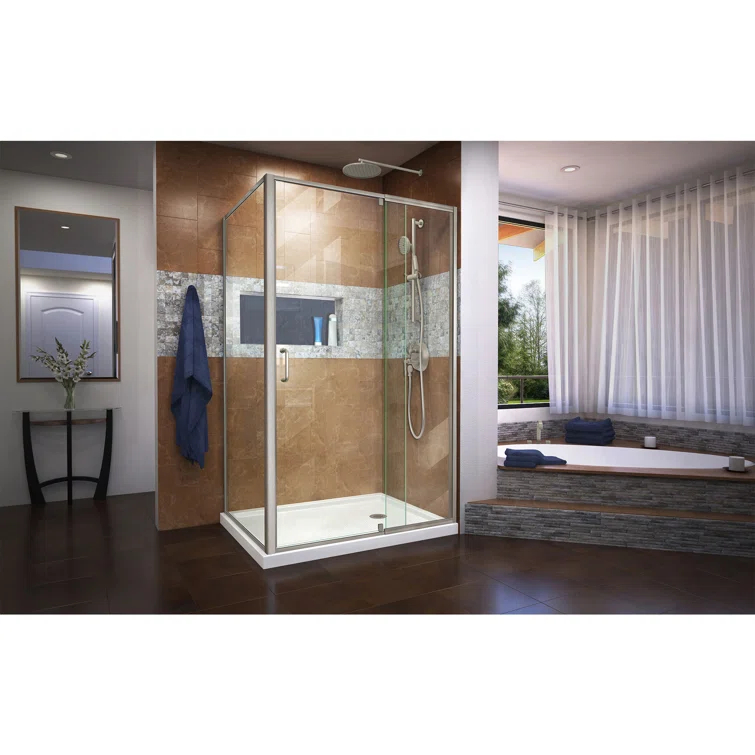 DreamLine Flex 36 in. D x 48 in. W x 74 3/4 in. H Semi-Frameless Shower Enclosure