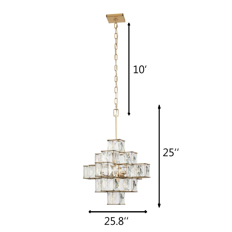 Elegant Calypso Gold Crystal Chandelier with Adjustable Chain